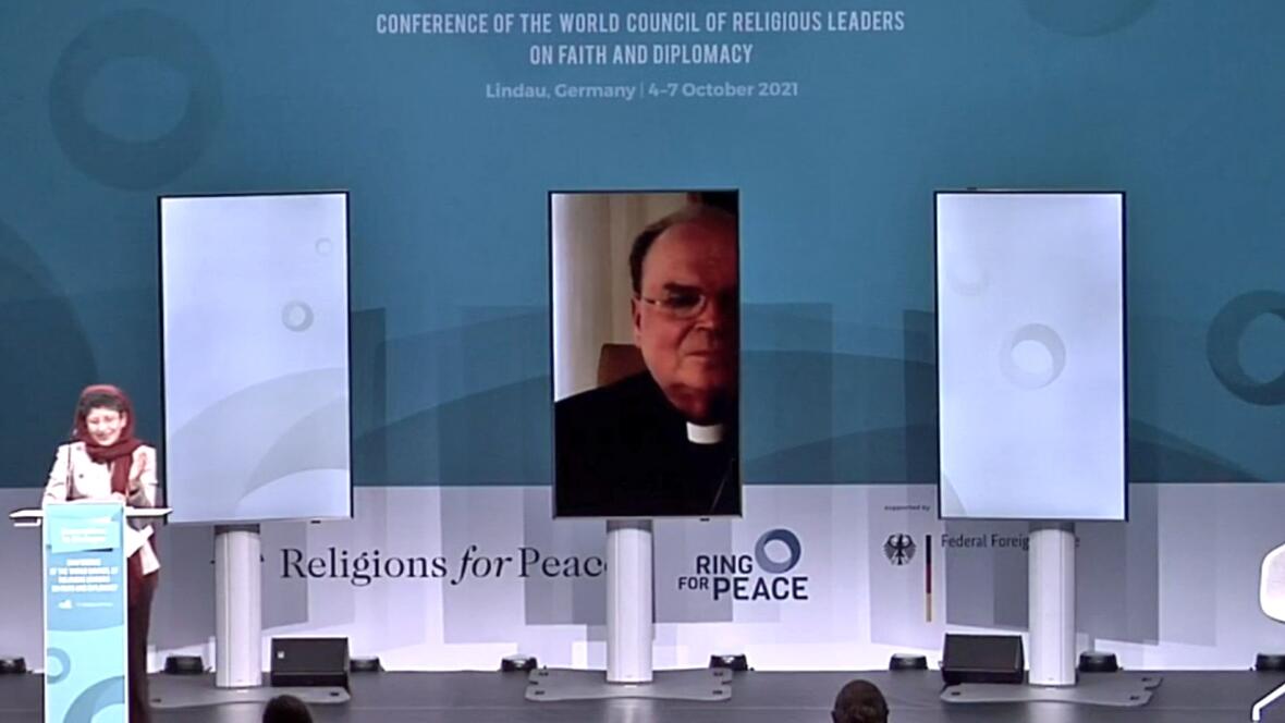 Virtuelles Grußwort von Bischof Bertram bei der Konferenz in Lindau. (Foto: Screenshot Livestream)